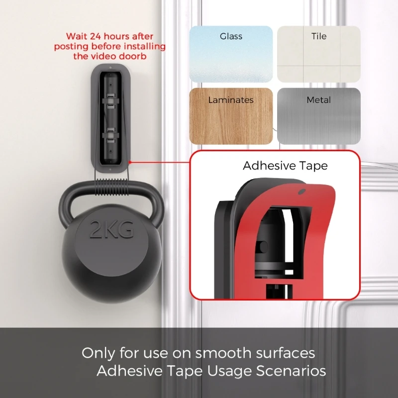 Adjustable Mount For Video Doorbell ABS Material Double Mode Installation Strong Adhesive Or Screws Included D2RC