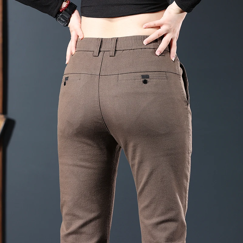 

Fashion Men's Stretch Casual Pants Korean Slim Elastic Waist Comfortable Small Feet Trousers Male Business Brand Pants