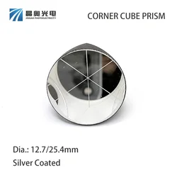 K9 Optical Glass Prism Dia12.7/25.4mm Optical Glass Trihedral Retroreflector Silver Coated Corner Cube Prisms