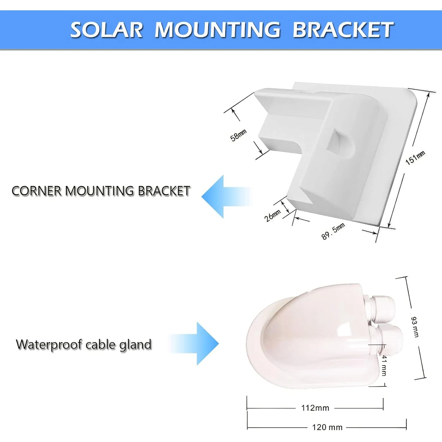 Solar Panel ABS Plastic Mounting Bracket with 5 Non Drilling Corner Kits, RV Marine Flat Top Camper and Caravan Installation