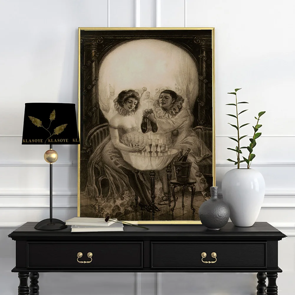 Lamour De Pierrot French Advertising Vintage Art Print Poster Skull Love Canvas Painting Decor Wall Picture