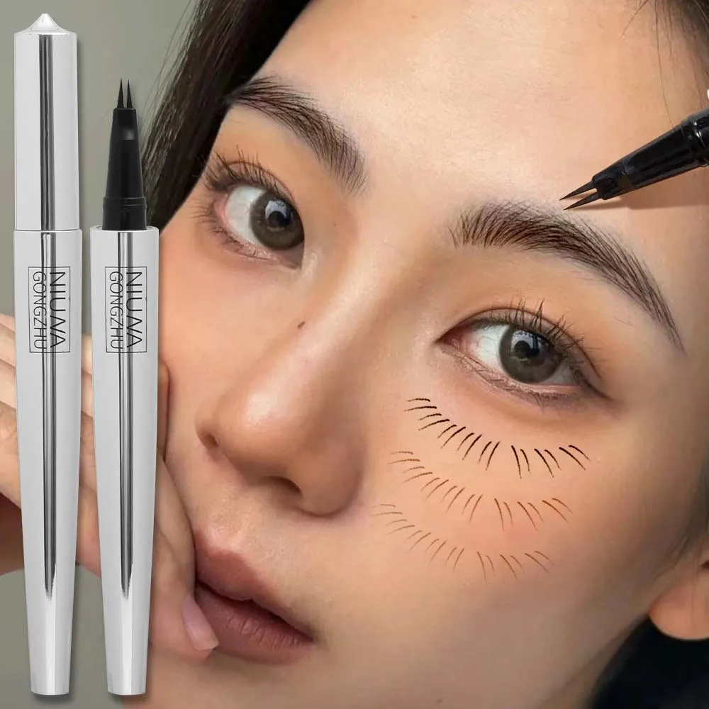 2Point Wild Eyebrow Pen Lasting Easy To Grip Eyebrow Tattoo Waterproof Ultra-fine Liquid Lying Silkworm Brow Pen Korean Makeup