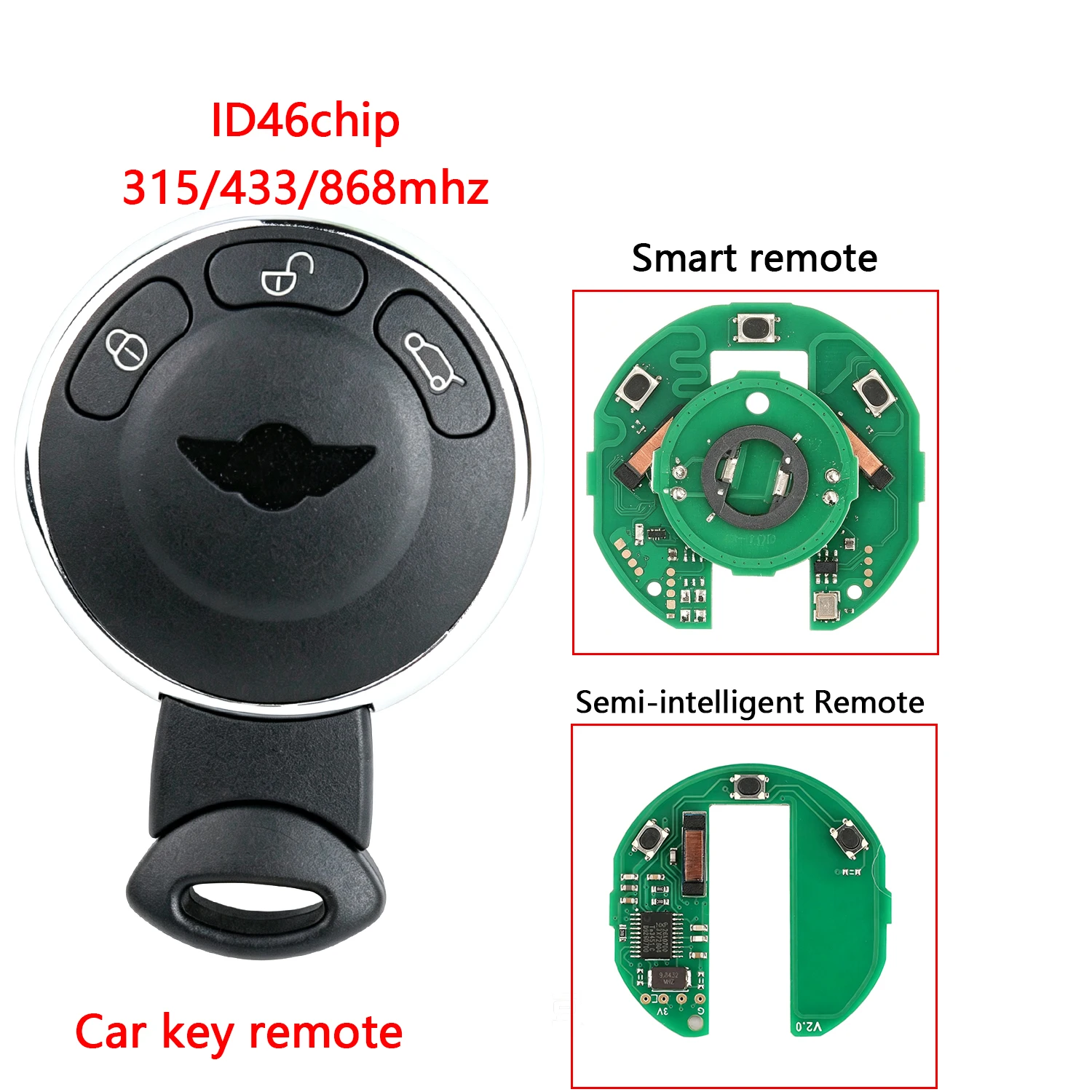Smart or No-Smart Key ID46Chip 433/315/868mhz Car Remote Fob for BMW MINI Cooper Cabrio Clubman Countryman Coupe Paceman R56-R61