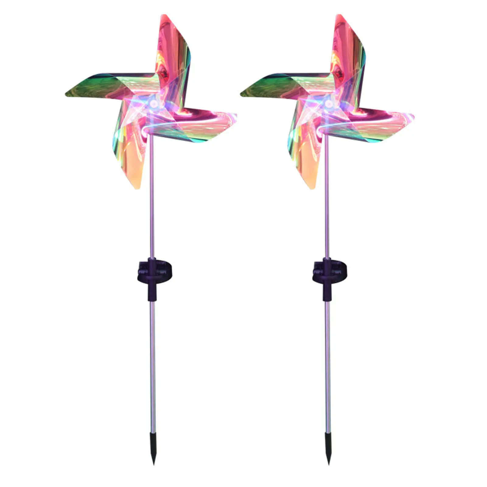 1pc Wind Blowing Ground Plug Light Solar Windmill Lawn Floor Lamp Multicolor Outdoor Garden Decoration