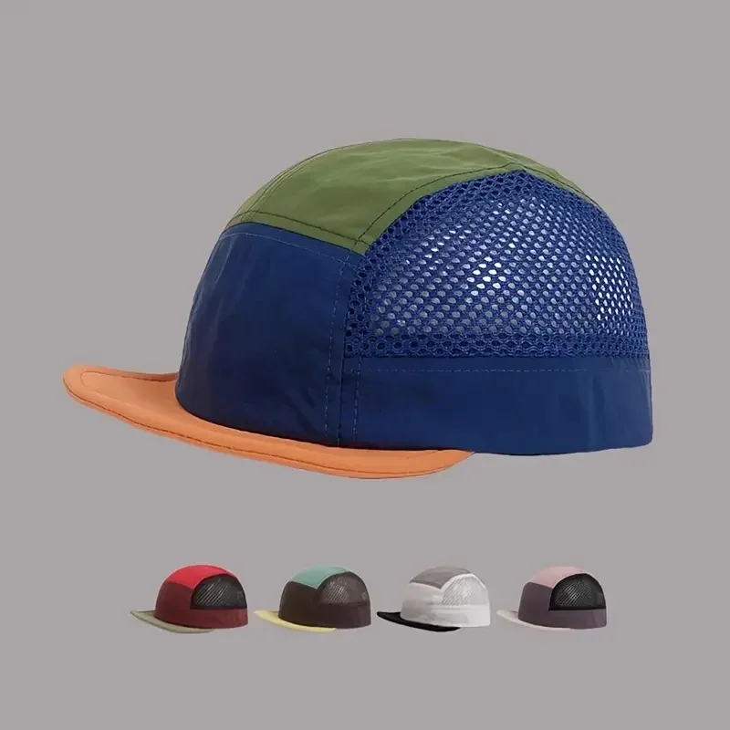 

Men's Color Block Mesh Baseball Cap Spring Summer Breathable Outdoor Sports Hat, Casual Sun Protection Flat Brim Cap