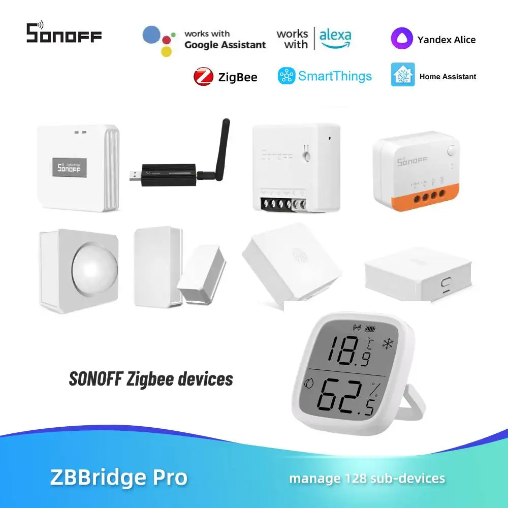 Sonoff-zigbeeワイヤレスセンサースイッチ、SNZB-02D、zbminil2、USBドングルe、ブリッジ-p、ワイヤレススイッチ、ドア、モーションセンサー、alexa、ha、mqttで動作