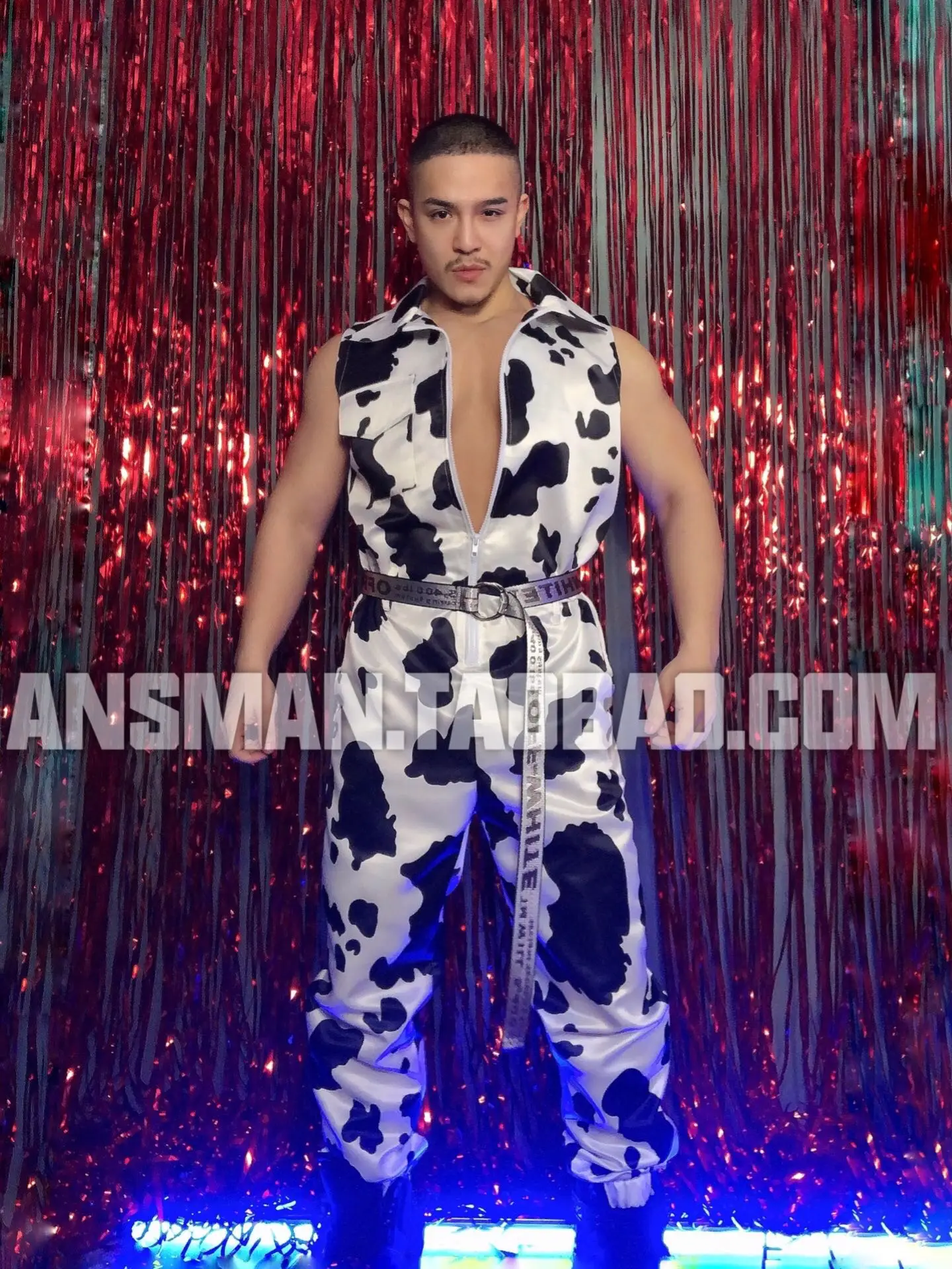 

Personalized Nightclub Bar DS New Year's Sexy Sleeveless Cow Print Jumpsuit Workwear Singer Dnace Stage Performance Outfit New