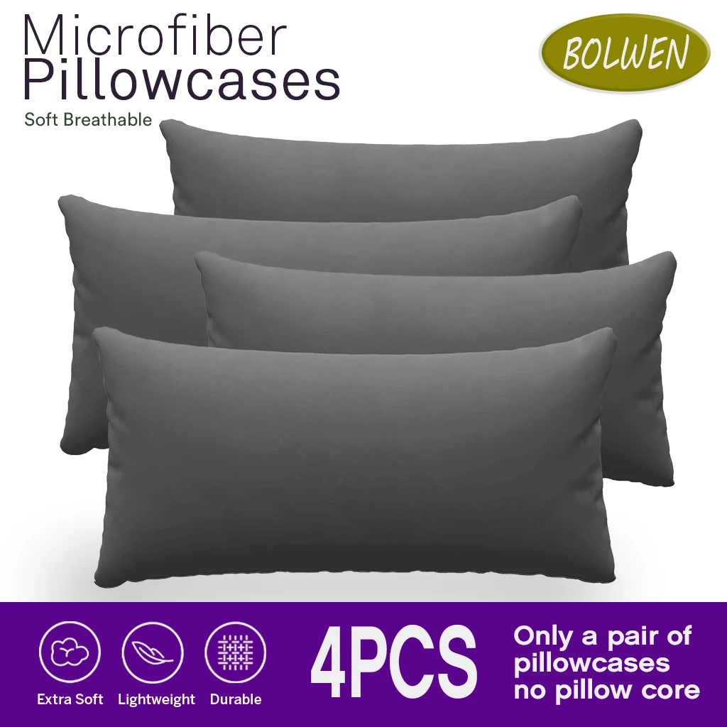 4pcs,Lightweight Super Soft Easy Care Microfiber Pillowcases,Pillows Not Included.