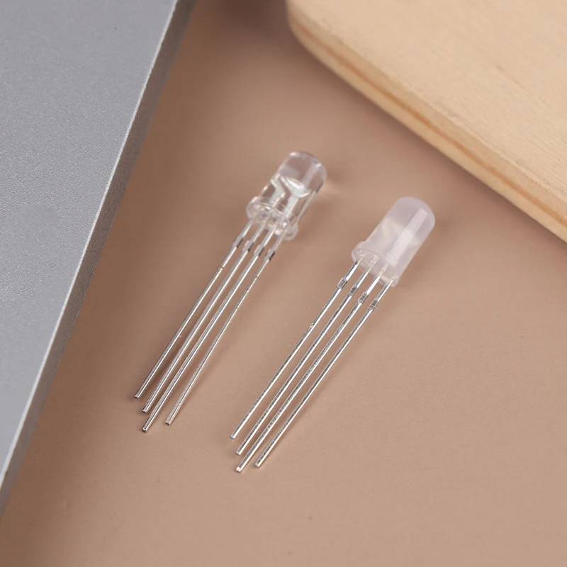 50PCS 5mm Full-color LED RGB Red/Green/Blue Common Cathode/Anode Four Feet Transparent Highlight Color Light 5mm Diode Colorful