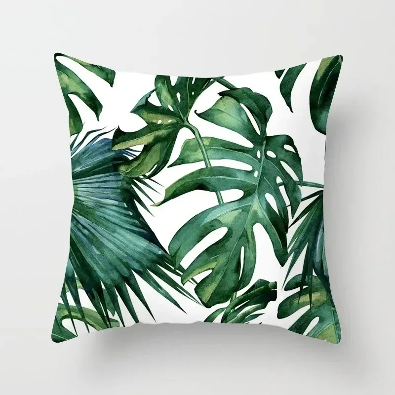 ropical Leaf Cactus Monstera Double-sided Printed pillow cover Short plush Suitable living rooms bedrooms throw cushion cover