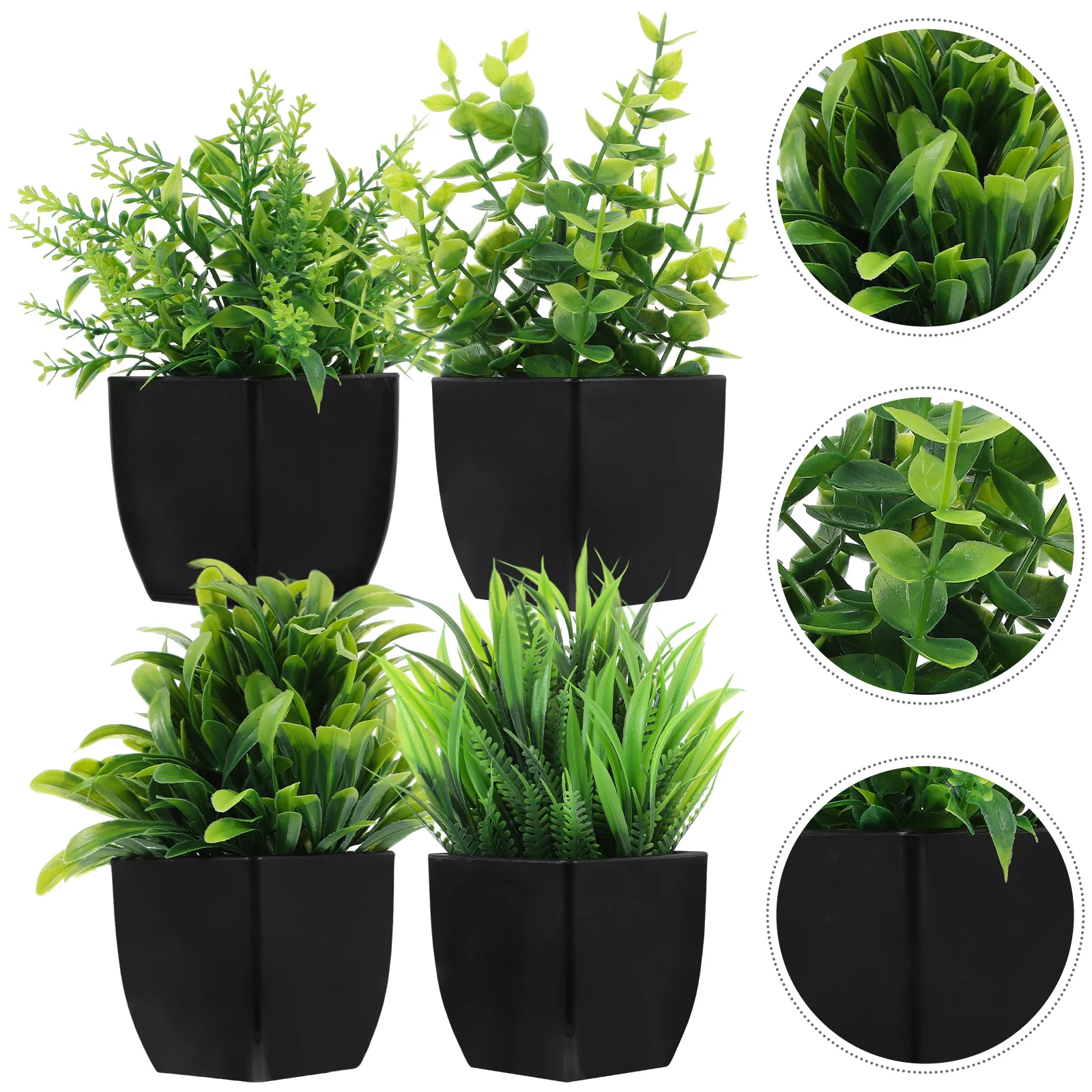 4 Uds plantas falsas artificiales Mini plantas de imitación interior pequeña hierba de imitación verde plantas en macetas para habitación hogar Oficina estante Decoración