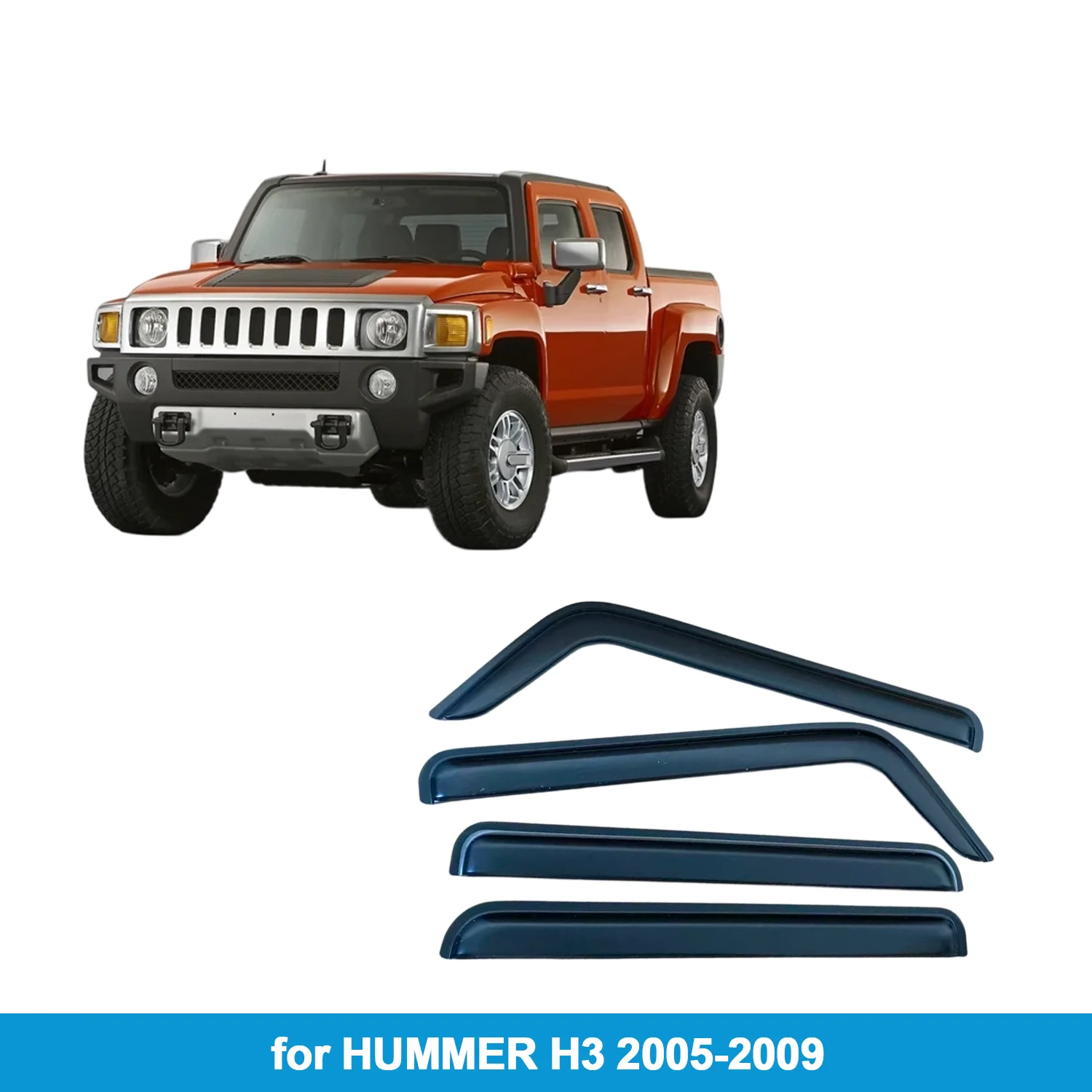 

Дефлекторы окон для HUMMER H3 2005-2009, защита от дождя, боковые вентиляционные накладки, внешние, на клейкой ленте
