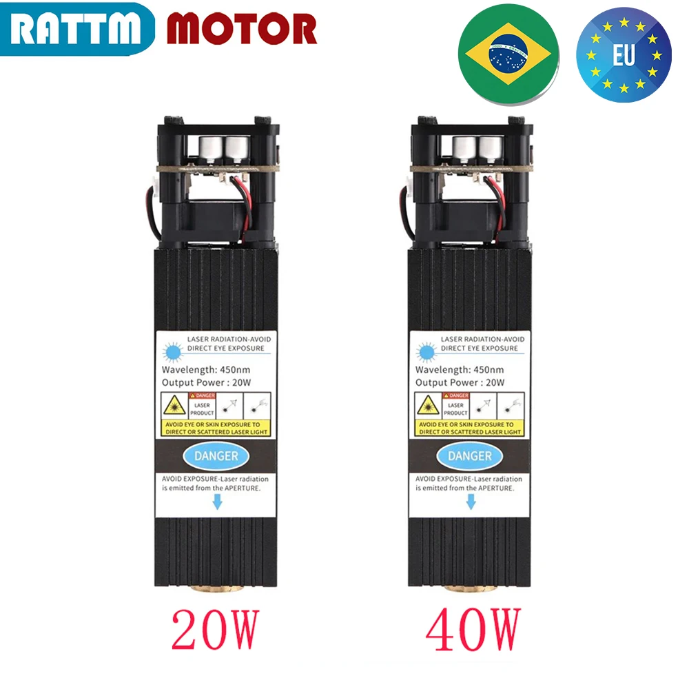 【الاتحاد الأوروبي】20 واط 40 واط وحدة ليزر رئيس الضوء الأزرق مع TTL/PWM ل 3020 4030 4540 آلة القطع بالليزر باستخدام الحاسب الآلي لتقوم بها بنفسك طابعة وسم الخشب ل