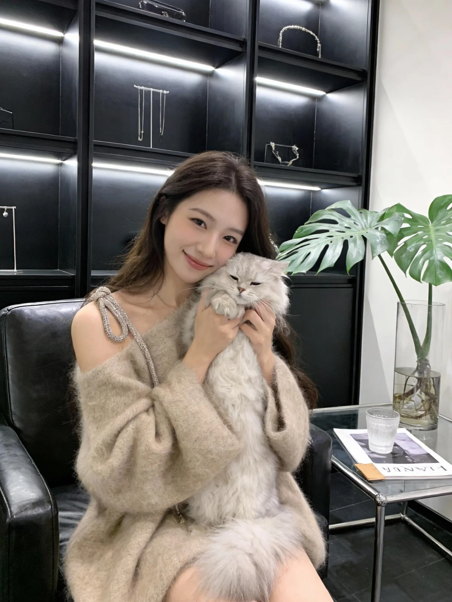 Cozy Thickened Knitted Sweater Women's Autumn Winter Loose Fit Soft  Knot Shoulder Bared Knitted Top Atmosphere Feeling