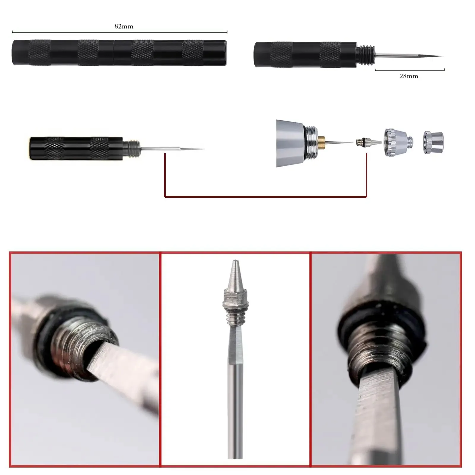 طقم تنظيف البخاخة، وعاء تنظيف مع حامل وفرش التنظيف/إبر، أغطية حماية لفرشاة الهواء ذات الأطراف المزدوجة