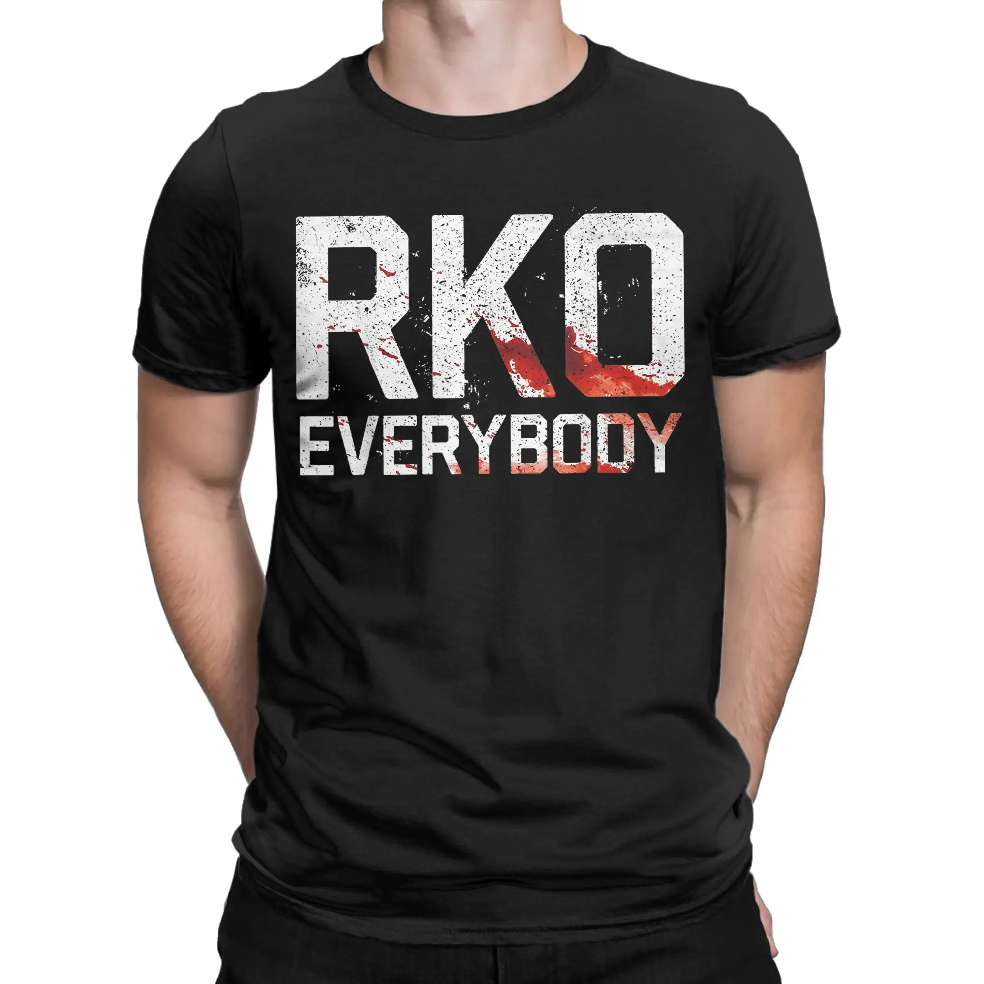 Men Randy RKO Everybody Blood T Shirt Wrestling Fighting 100% Cotton Clothes Vintage Short Sleeve Crewneck Tee Shirt T-Shirts