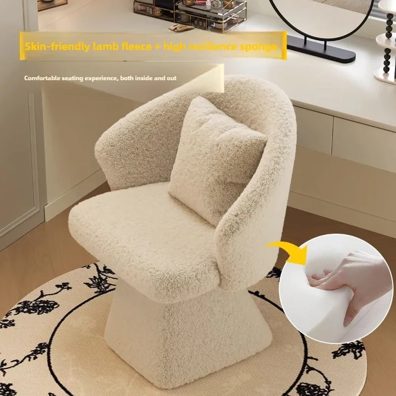 غرفة خلع الملابس الفاخرة الخفيفة، طاولة تزيين غرفة النوم، كرسي طعام دوار، مقعد، مصمم مكياج راقي، مقعد تزيين فرنسي #5