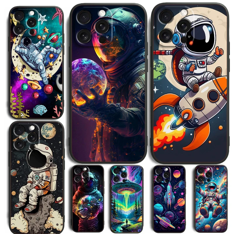 

Astronaut Starry Sky Space Art For iPhone 15 14 13 12 11 XS XR X 8 7 SE Pro Max Plus Mini Black Back Phone Case