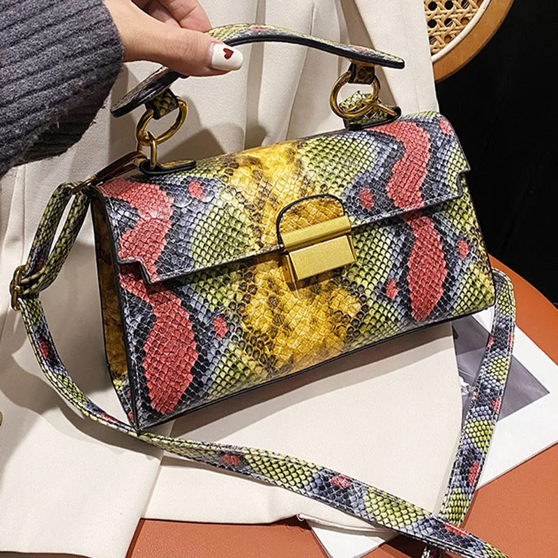 Snakeskin Pattern Luxury Woman Bag 2023 Women Brand Pu Leather Square Messenger Brand Female Totes Crossbody Shoulder Bags