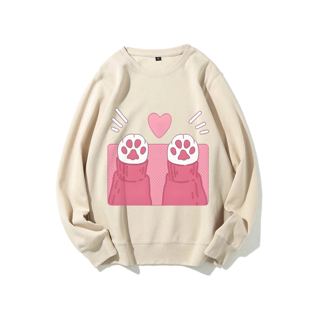 Y2k moletom gráfico patas de gato coração bonito animal de estimação moletom casual wear na moda bonito design animal doce vibe roupas estilo brincalhão