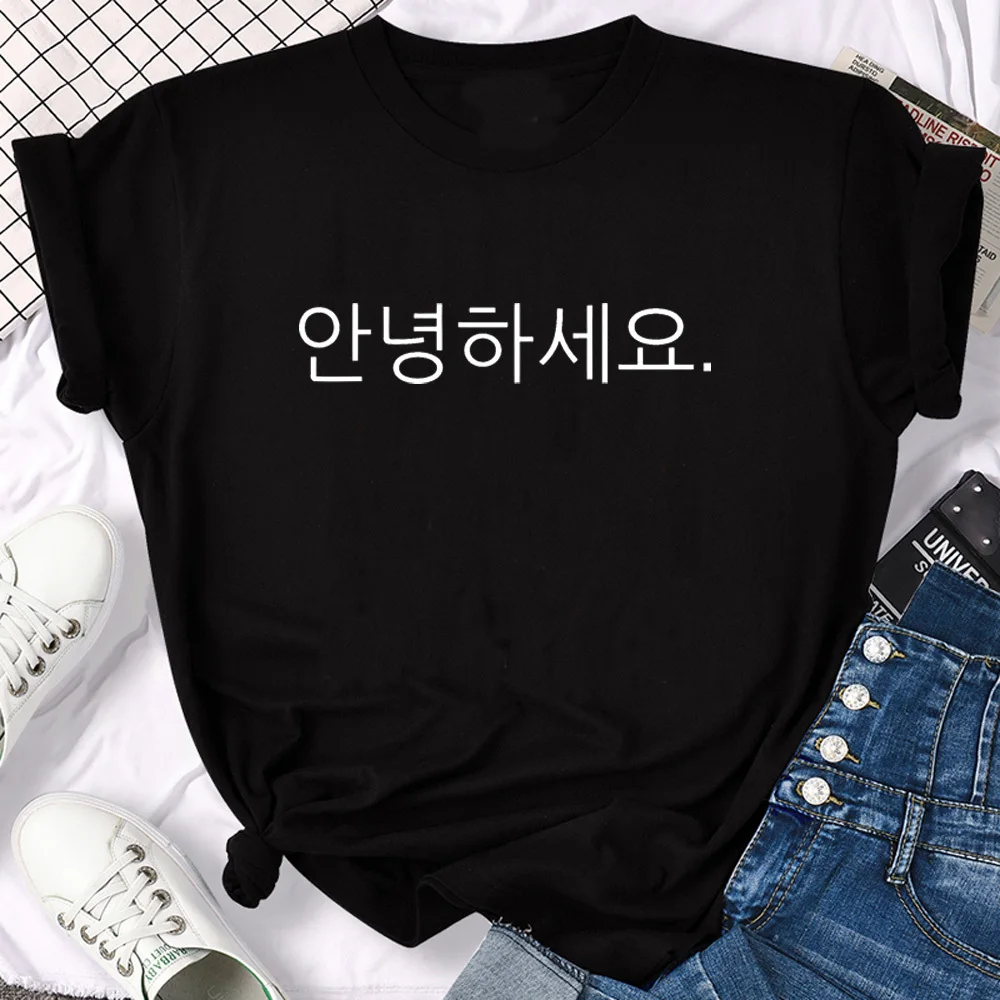 Korean Printed t shirt female anime Breathable Vintage 80s t-shirt University Vintage Colorful Pastel korean clothes Y2k