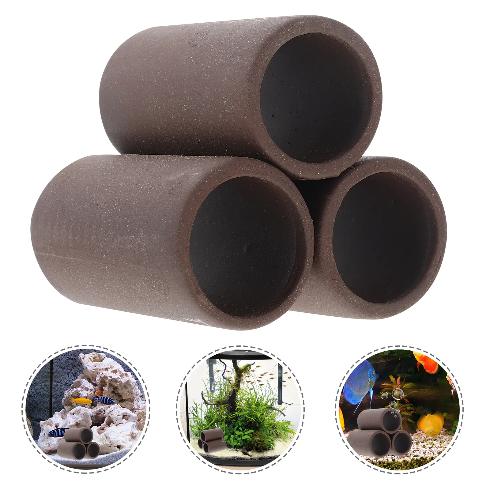 

Aquarium Clay Pot Fish Hiding House Shrimp Breeding Tube Natural Decor Cave Shelter for Tank Landscape Vitality Enhancer
