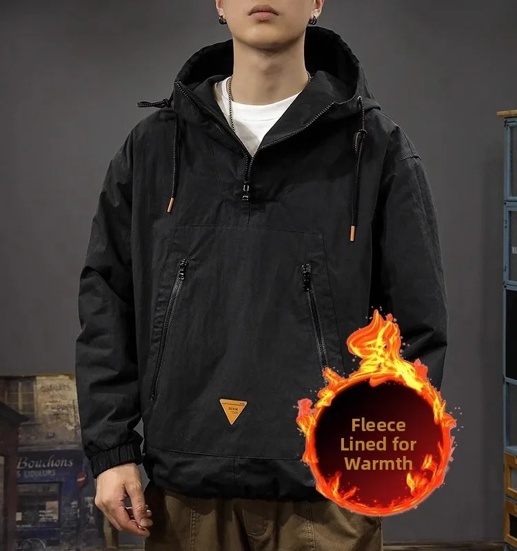

Men's Hooded Fce Jaet Outdoor Workwear Autumn Winter Thiened Waterproof Coat Casual American Brand Windbreaker Coat