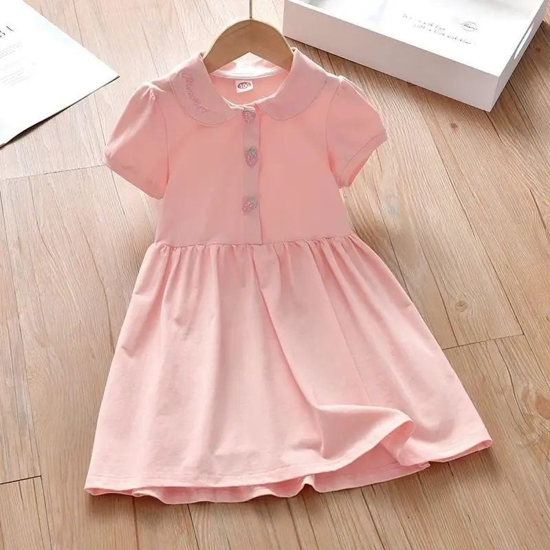 

Girls' Short Sleeved Dress Summer New Style Girls' Elegant College Princess Thin Doll Children's Summer Dress