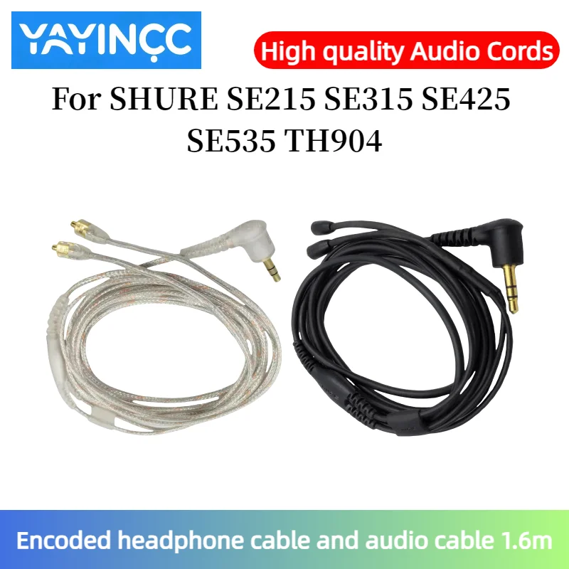 

YAYINCC 64 inches / 1.6 Meters White Earphone Cable Cord Wire For SHURE SE215 SE315 SE425 SE535 TH904 Audio Cable black-1.2m