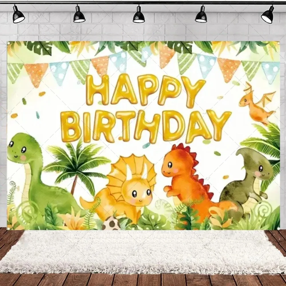Jurassic World Cartoon Cute Dinosaur Theme Banner Background, Children's Birthday Party, Home Decoration Photography Background