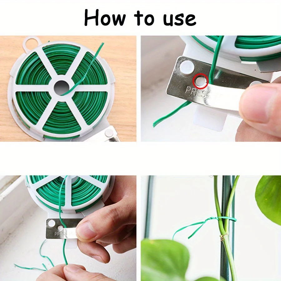 1 Roll 100M Multifunctional Plastic Steel Twist Tie Sturdy Reusable Garden Flower Plant Support Strap Tie