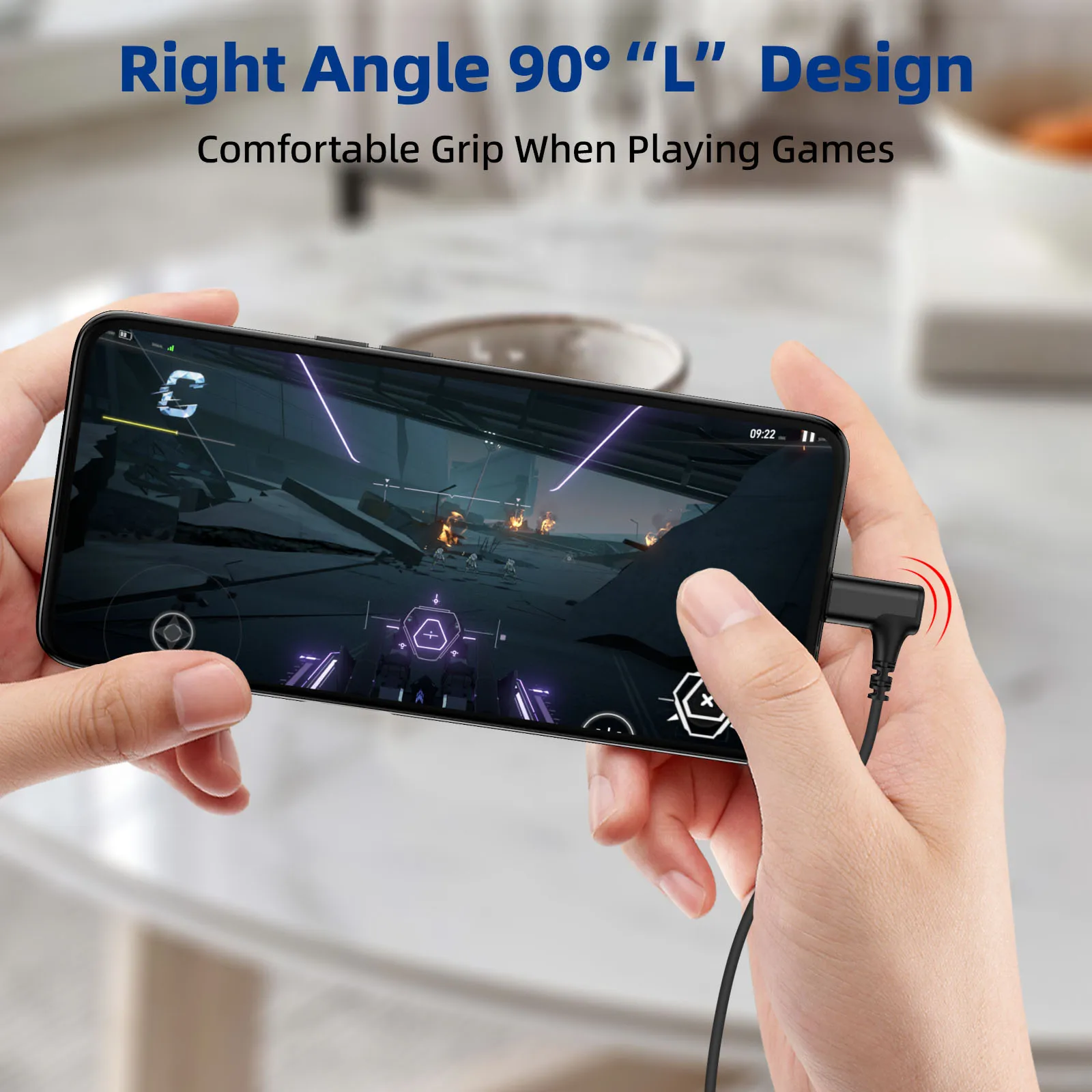 Type C In-Ear Wired Headphones 90° Right Angle USB C Gaming Headset with Mic Stereo for iPhone 15 16 17 Samsung S26 S25 Android
