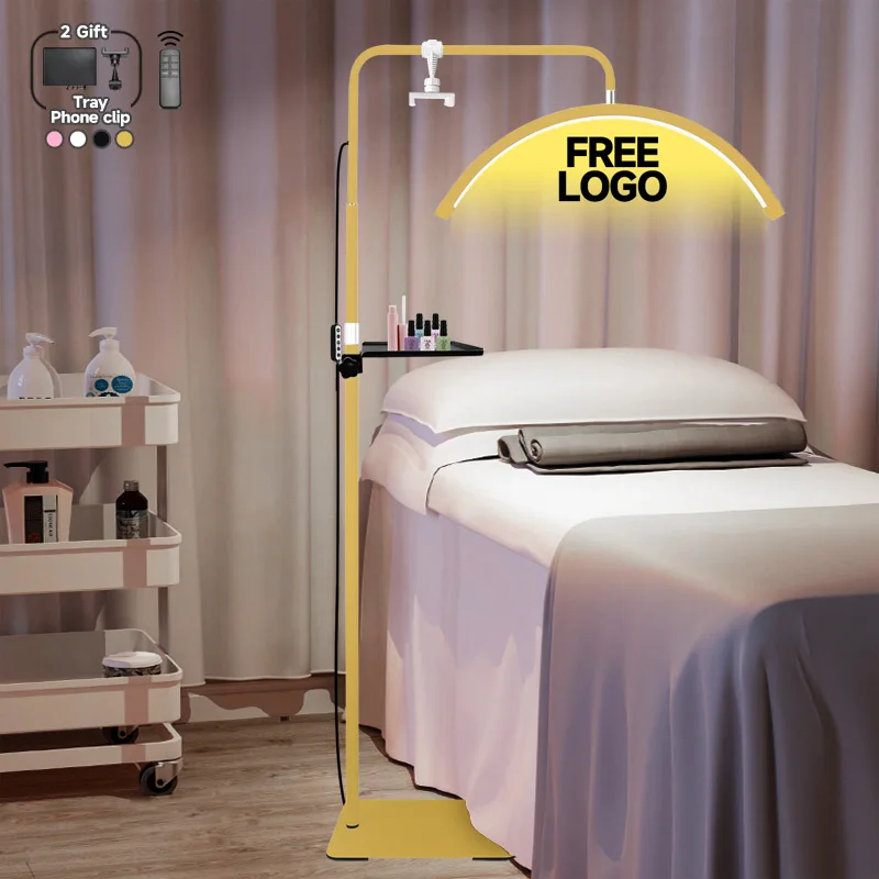 

Premium OEM Free LOGO 23inch 45W Arched New Remote LED Lash Light Extension Light Half-Moon Design Salon Eye-Protective bed lamp