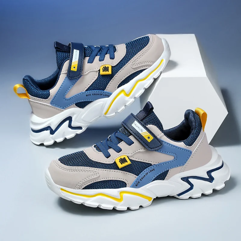 

Детские кроссовки, спортивная обувь для мальчиков, модная кожаная детская удобная обувь с дышащей сеткой, повседневная прогулочная обувь для бега на открытом воздухе