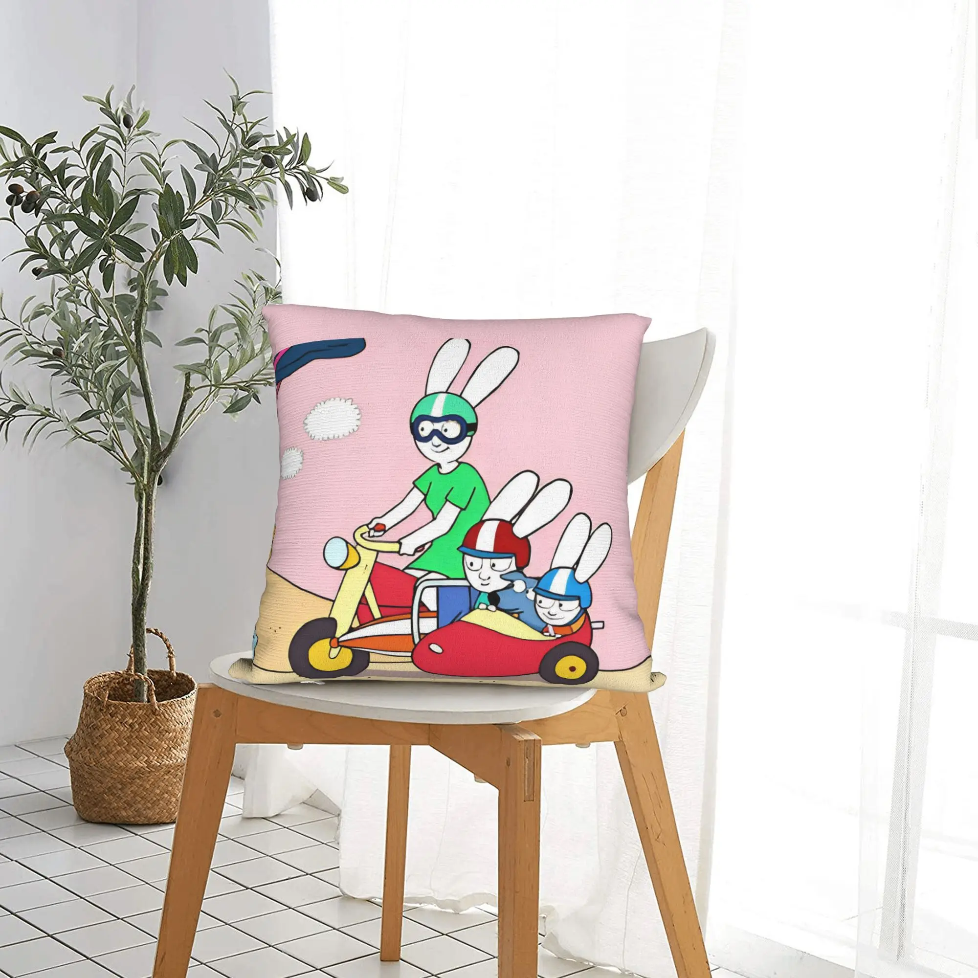 Simons Super Rabbit Cartoons Square Pillow Covers Polyester Bed Car  Cushion Cover Cute Decorative Pillowcase 40*40