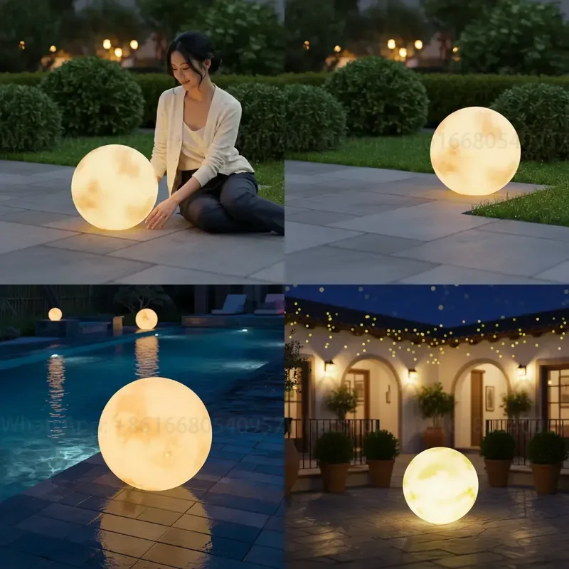 Waterproof IP65 Outdoor Decorative Halogen Landscape Lighting Patio Yard Lawn Pathway Solar Garden Ball Light Moon Sphere