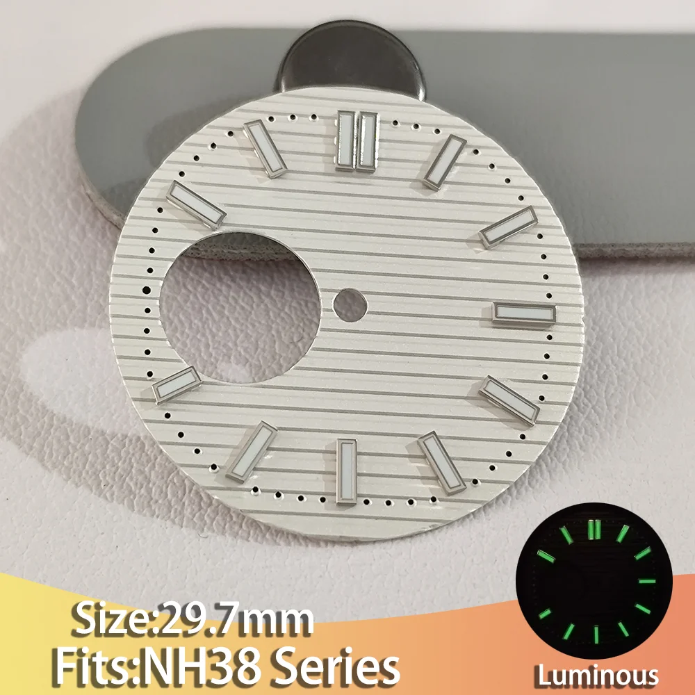 29.7mm Watch Dial Suitable for NH 38 Movement C3 Green Luminous Men's Watches Dials Accessories Parts Can DIY Custom logo  ﻿