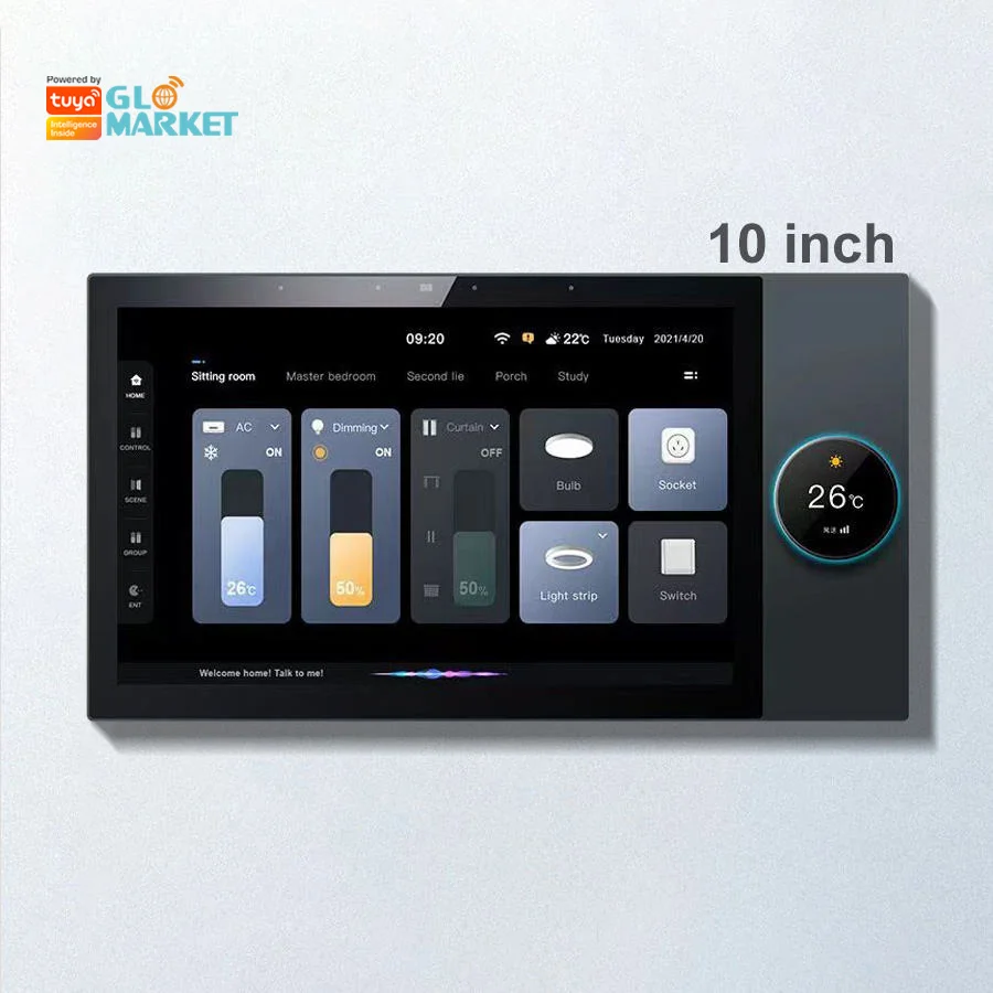 Glomarket Tuya 10 بوصة لوحة تحكم مركزية مع تشغيل الموسيقى 2 عصابة المرحلات 2 طريقة مكبرات الصوت منتجات المنزل الذكي متعددة الوظائف #3