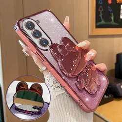 Mirror Phone Holder Gradient Glitter Case For Samsung Galaxy S24 S23 S21 FE S22 Plus Ultra Stand Cover