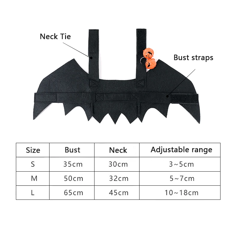 Halloween Cat Bat Wings Pet Costume with Pumpkin Bells for Halloween Party Decorations Cute Puppy Dog and Cat Collar Bat Wings