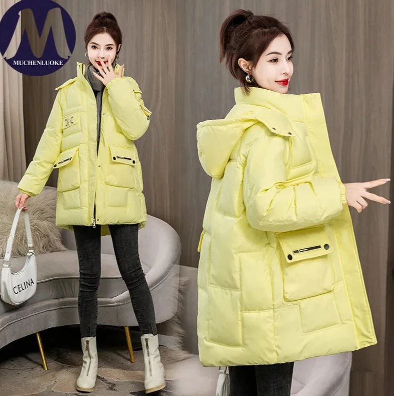 

Women‘s Hooded Parka Coat, Long Sleeve Thick Warm Winter Jacket, Korean Fashion Casual Loose Fit, Elegant 2025 Outerwear