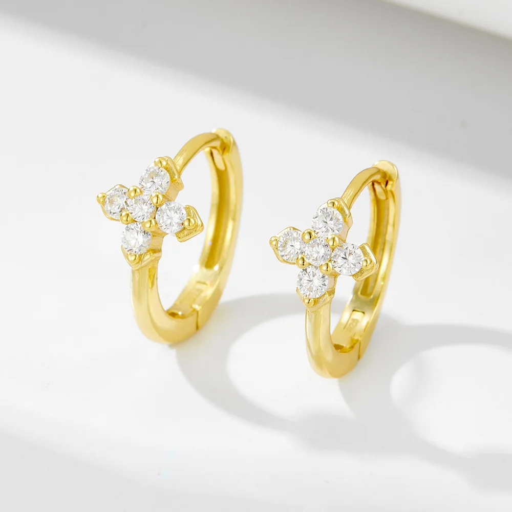 

Withered S925 Sterling Silver Plated 14k Gold Earrings With Diamond Studded Flower Earrings For Women