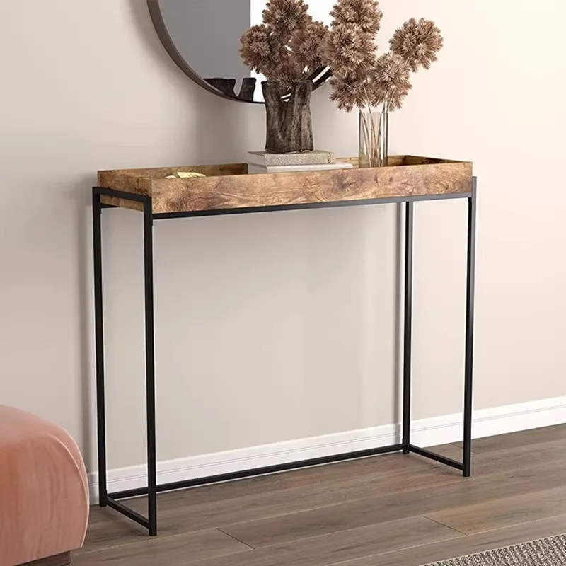 Vintage Solid Wood Entryway Table Narrow Sofa Table for Living Room Minimalist Kitchen Sideboard