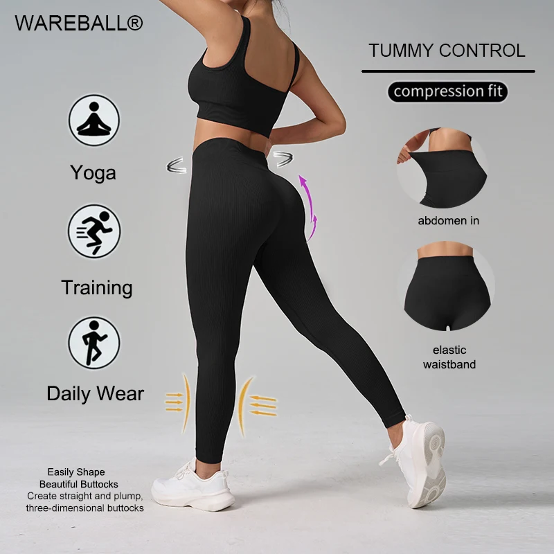 بدلة رياضية نسائية من WAREBALL رياضية بدون أكمام للصالة الرياضية، قميص علوي وسراويل ضيقة للتمرين للنساء للارتداء اليومي #1