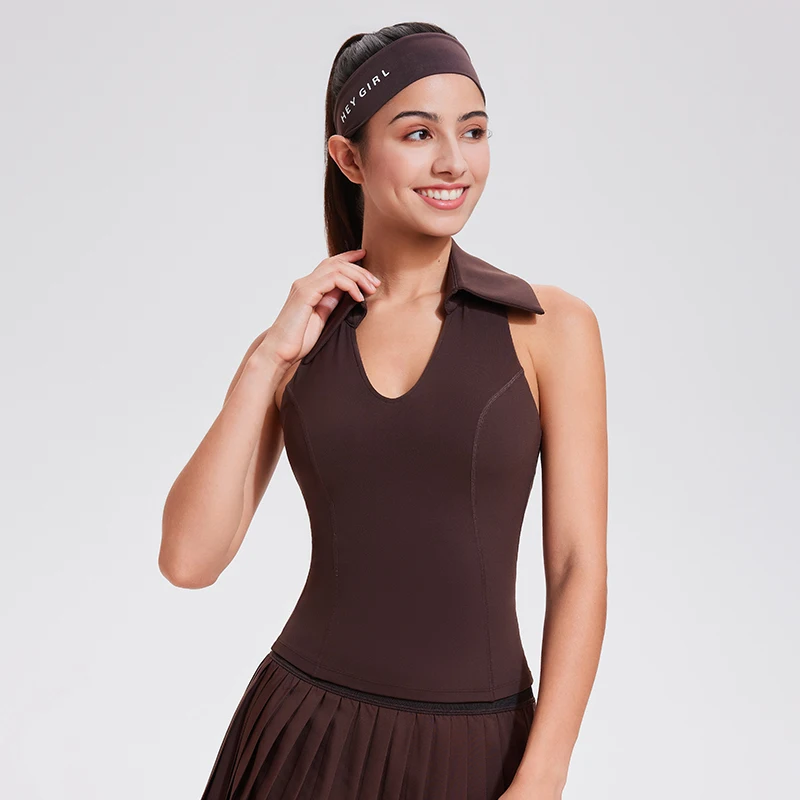 

Women's Lightweight Deep V Halter Polo Neck Design Quick Dry Soft Tank Tops Yoga Vest Workout Sports Bra Sports Vest
