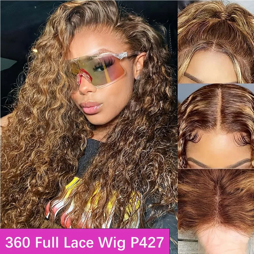 

360 Lace Front Wig Human Hair 220% Density Curly Wave Lace Front Wigs Human Hair Invisi Strap HD Full Lace Front Wigs Pre Plucked With Drawstring Glueless Deep Wave Huaman Hair Wig For Women P427