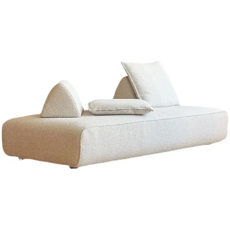 Double-sided sofa lamb wool tatami living room small apartment Nordic princess chair, hotel sofa bed without armrests