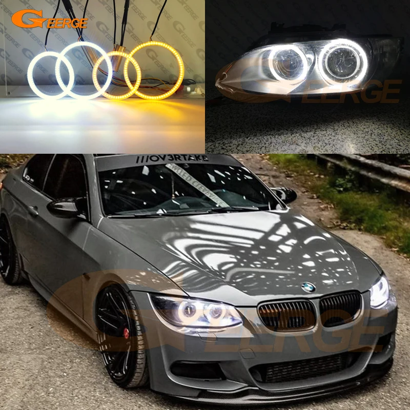 

For BMW 3 Series E90 E91 E92 E93 Xenon Headlight Ultra Bright A/W Switchback Day Light Turn Signal SMD LED Angel Eyes Halo Rings