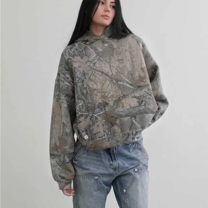 

Hip Hop Aesthetic Camouflage Y2K Clothes High Street American Unisex Vintage Zipper Hoodie Women Grunge Hooded Sweatshirts 90s