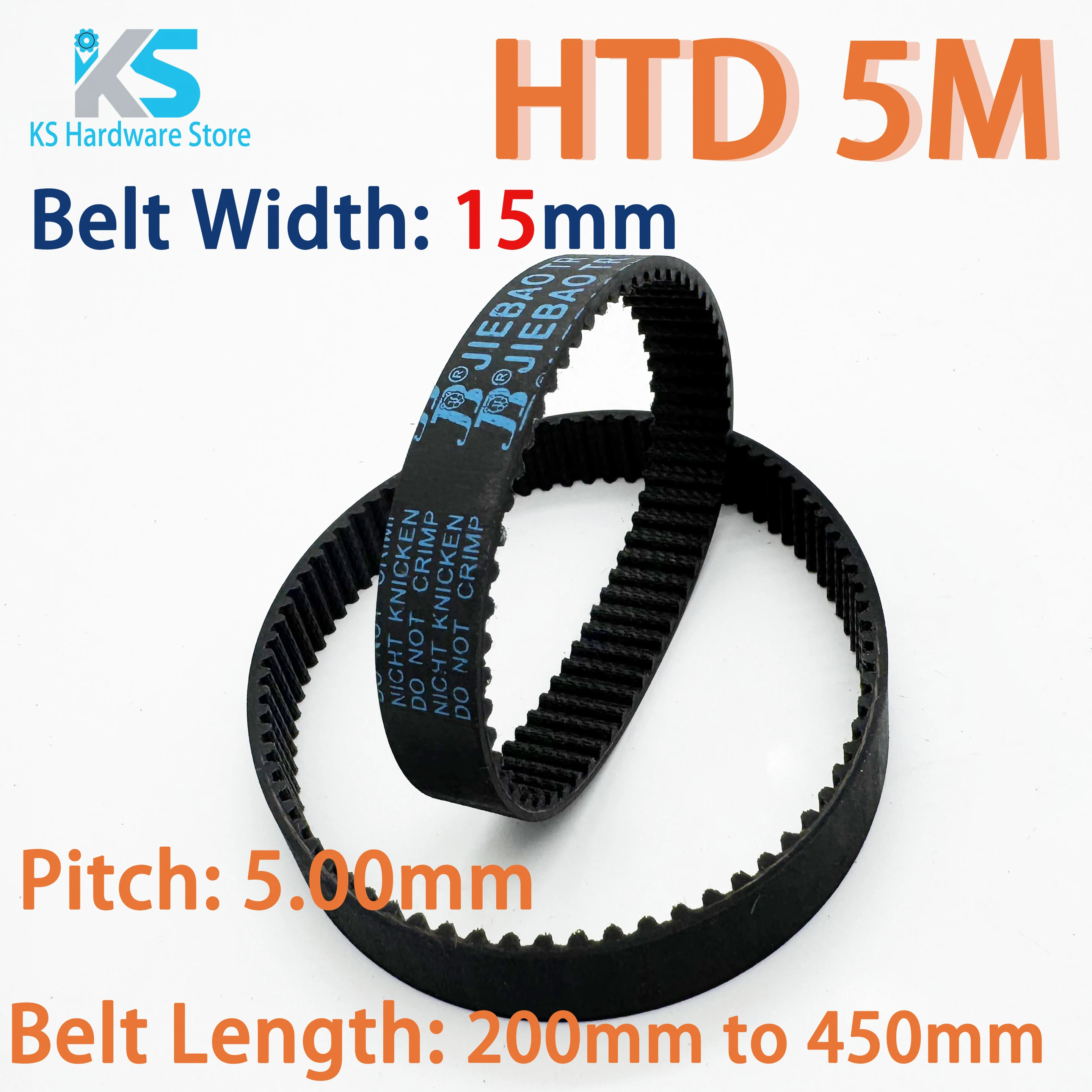 HTD5M Rubber Timing Belt Length 5M 200 225 270 300 340 370 375 380 385 390 395 400 405 410 415 420 430 435 450mm 5M Width 15mm